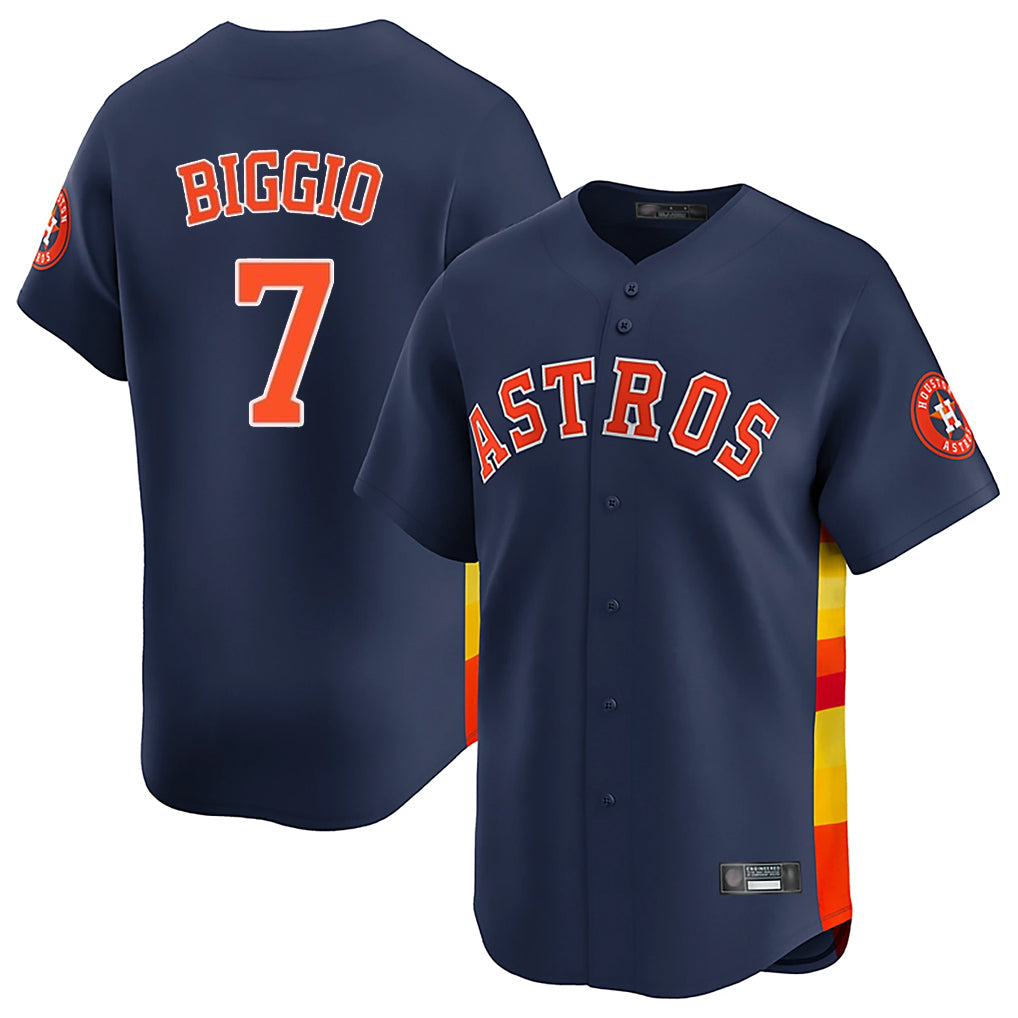 H.Astros #7 Craig Biggio Player Navy Home Limited Edoa Stitched Jerseys