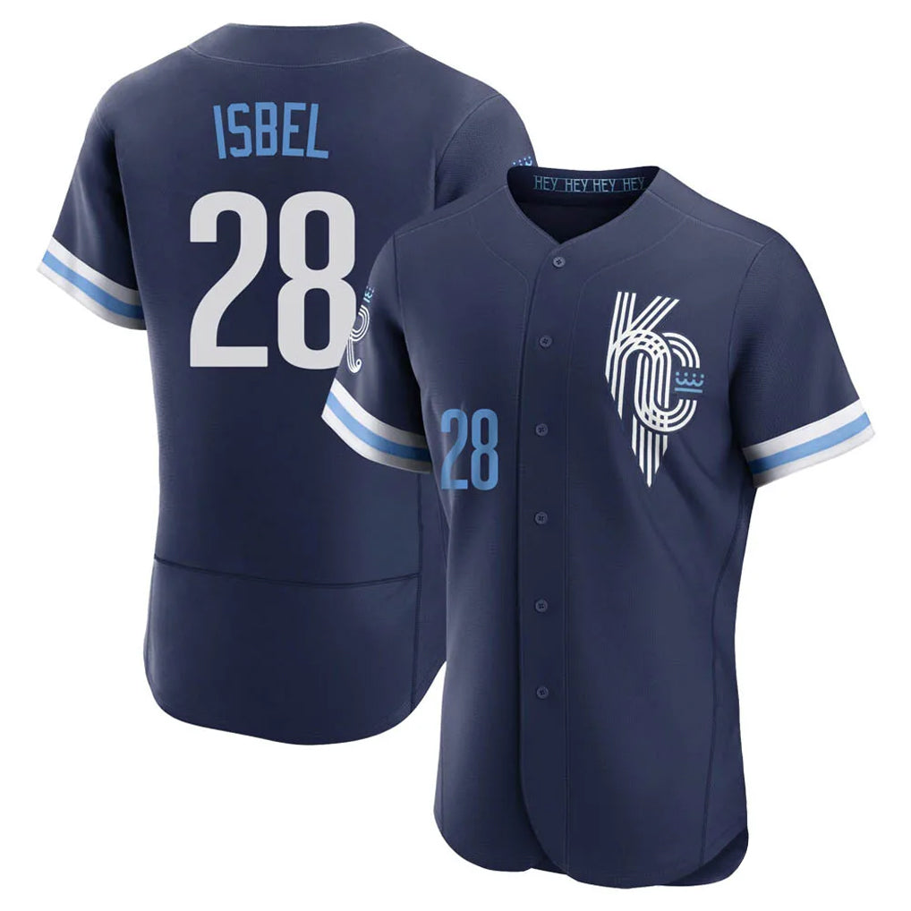 KC.Royals #28 Kyle Isbel Player Navy City Connect Limited Elite Home Edoa Stitched Jerseys