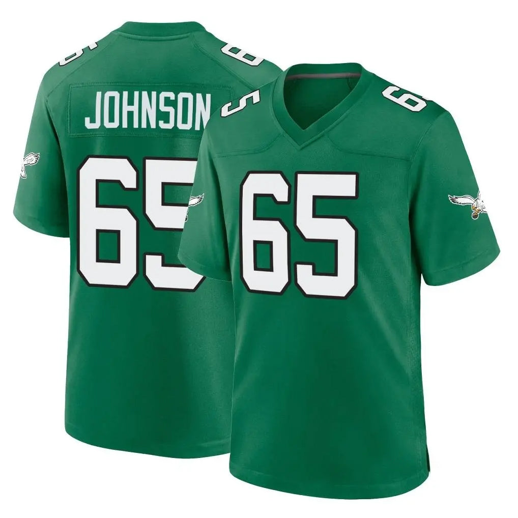 P.Eagles #65 Lane Johnson Player Green Kelly Alternate Home Game Edoa Stitched Jerseys