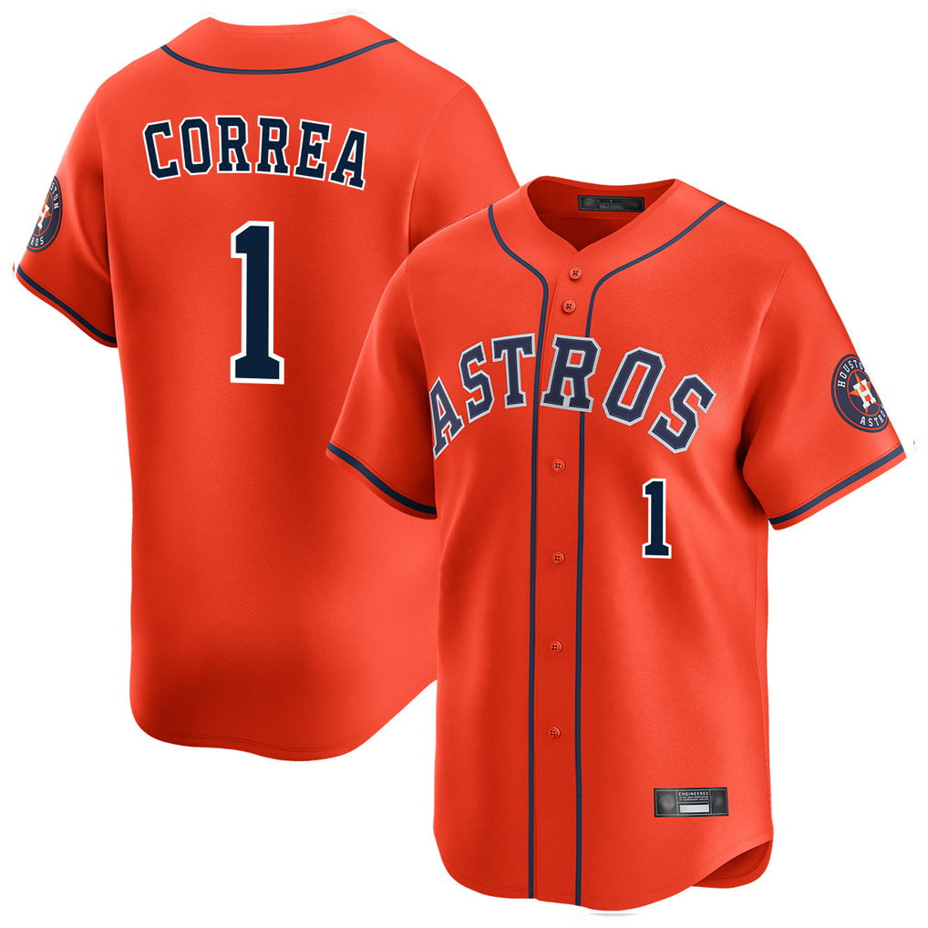 H.Astros #1 Carlos Correa Player Orange Home Limited Edoa Stitched Jerseys