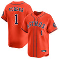 H.Astros #1 Carlos Correa Player Orange Home Limited Edoa Stitched Jerseys
