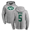 NY.Jets #5 Garrett Wilson Player Gray LOGO Pullover Hoodies Limited Game Edoa Stitched Jerseys