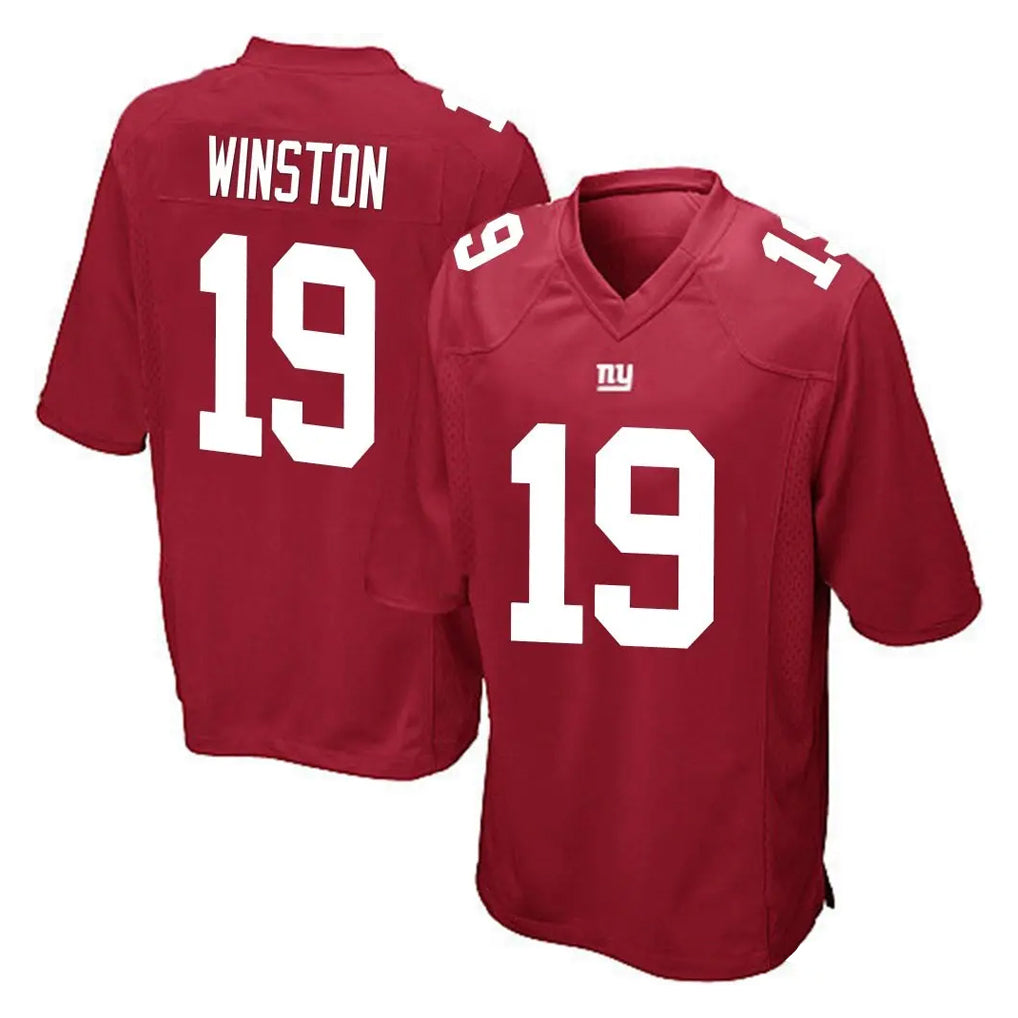 NY.Giants #19 Jameis Winston Player Red Home Game Edoa Stitched Jerseys
