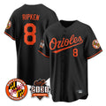 B.Orioles #8 Cal Ripken Player Black 30th Anniversary of 2131 Home Game Edoa Stitched Jerseys