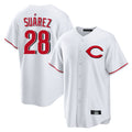C.Reds #28 Eugenio Su¨¢rez Player White Home Game Edoa Stitched Jerseys