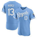 KC.Royals #13 Salvador Perez Player Light Blue Alt Limited Elite Home Edoa Stitched Jerseys