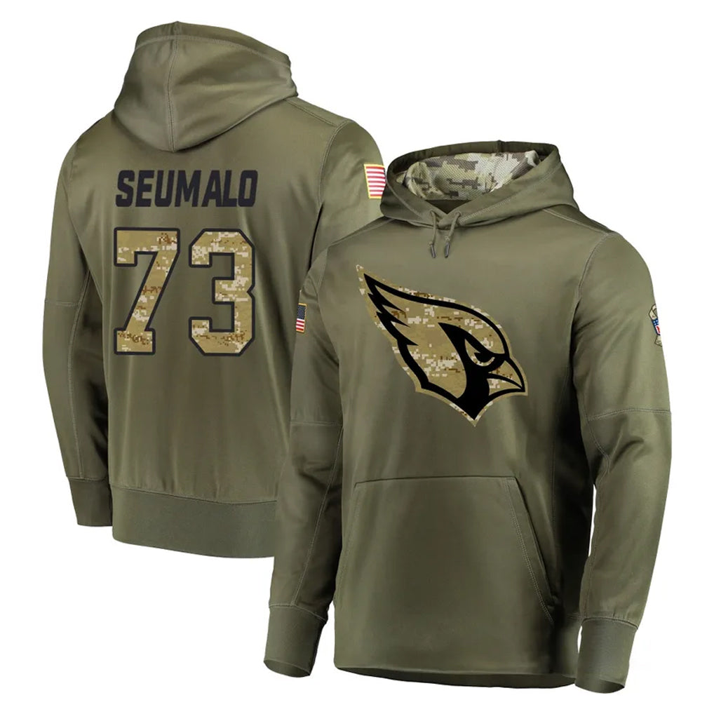 A.Cardinals #73 Isaac Seumalo Player Olive Salute to Service Pullover Hoodie Home Game Edoa Stitched Jerseys