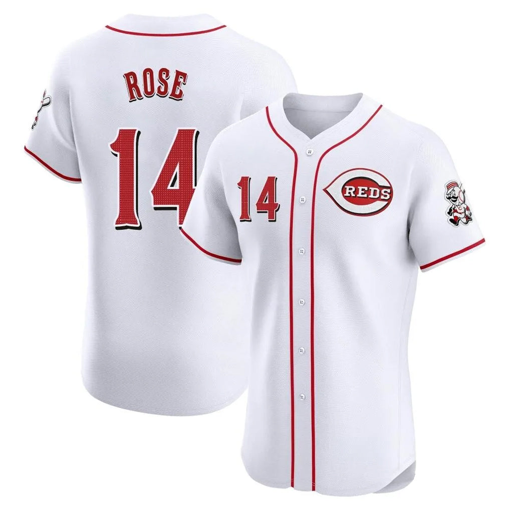 C.Reds #14 Pete Rose Player White Limited Elite Home Edoa Stitched Jerseys