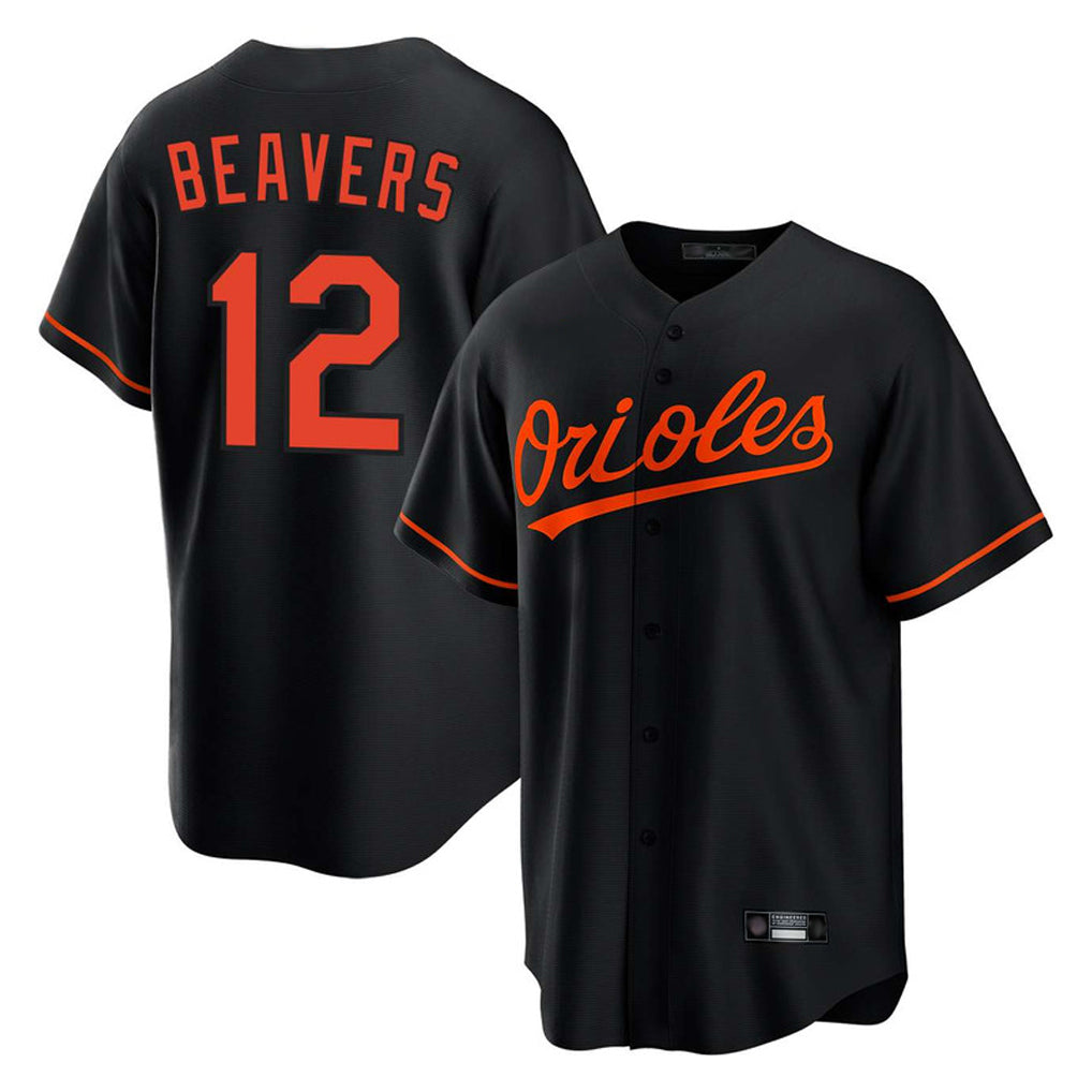 B.Orioles #12 Dylan Beavers Player Black Home Game Edoa Stitched Jerseys