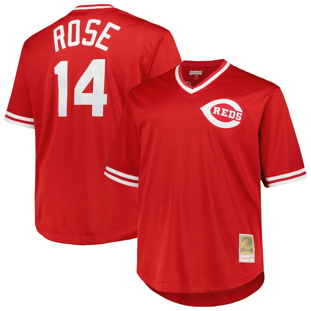 C.Reds #14 Pete Rose Player Red Mitchell & Ness Throwback Cooperstown Mesh T-shirt Game Edoa Stitched Jerseys
