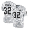 C.Browns #32 Jim Brown Player Arctic Camo Salute to Service Limited Home Game Edoa Stitched Jerseys