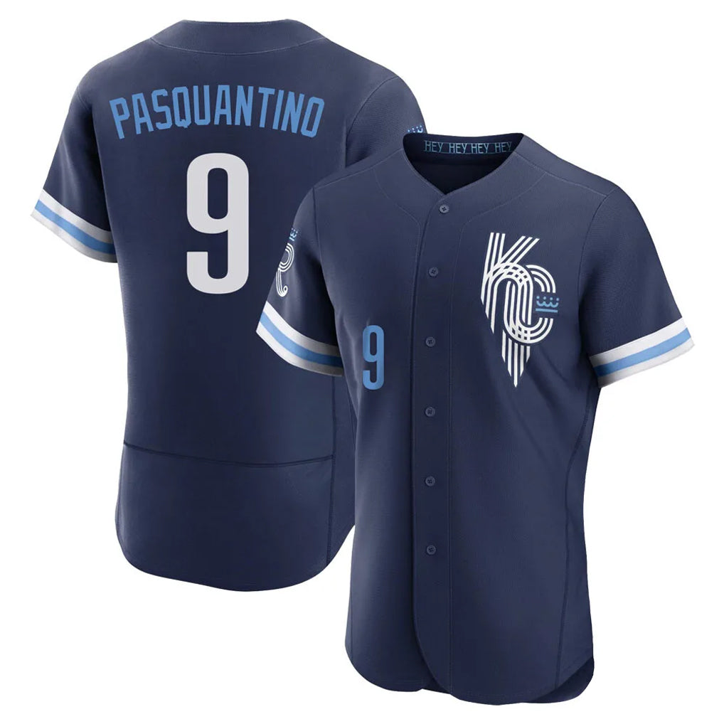 KC.Royals #9 Vinnie Pasquantino Player Navy City Connect Limited Elite Home Edoa Stitched Jerseys
