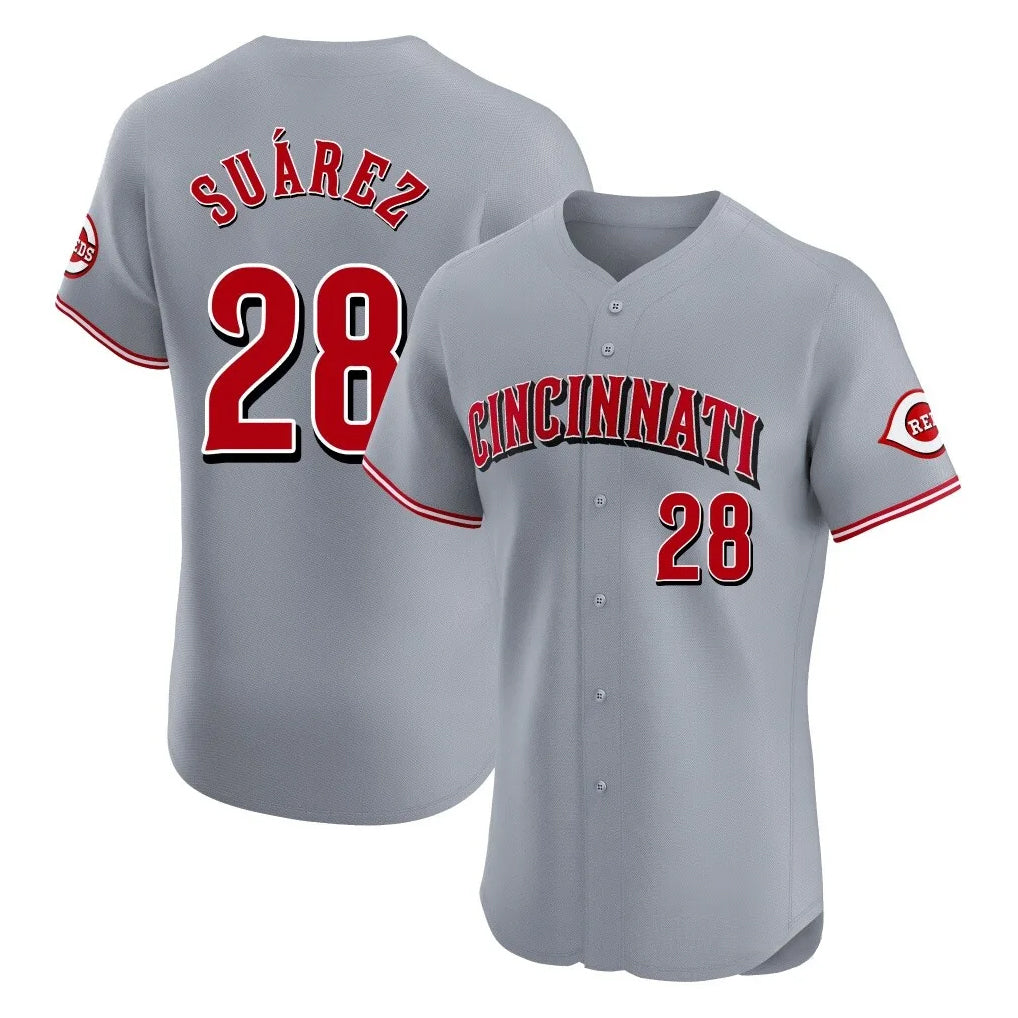 C.Reds #28 Eugenio Su¨¢rez Player Gray Limited Elite Home Edoa Stitched Jerseys