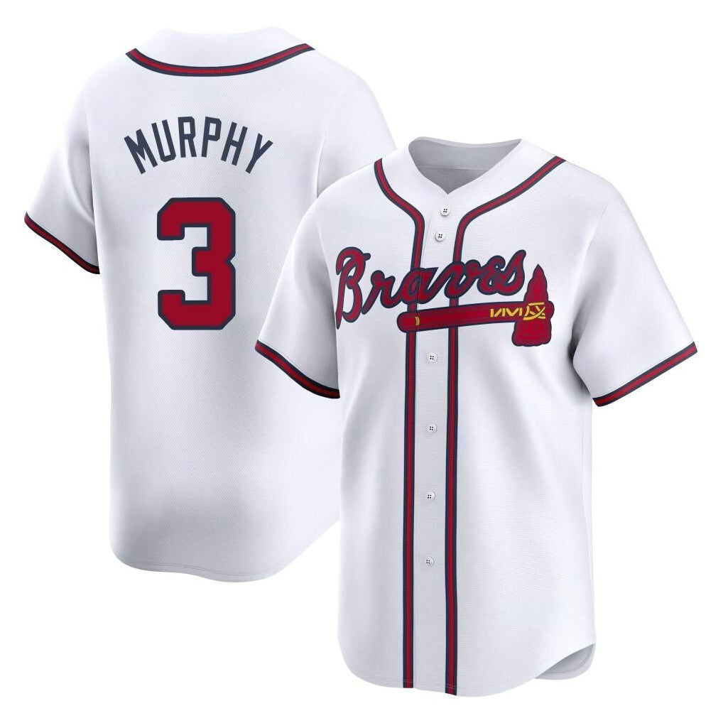 A.Braves #3 Dale Murphy Player White Limited Home Game Edoa Stitched Jerseys