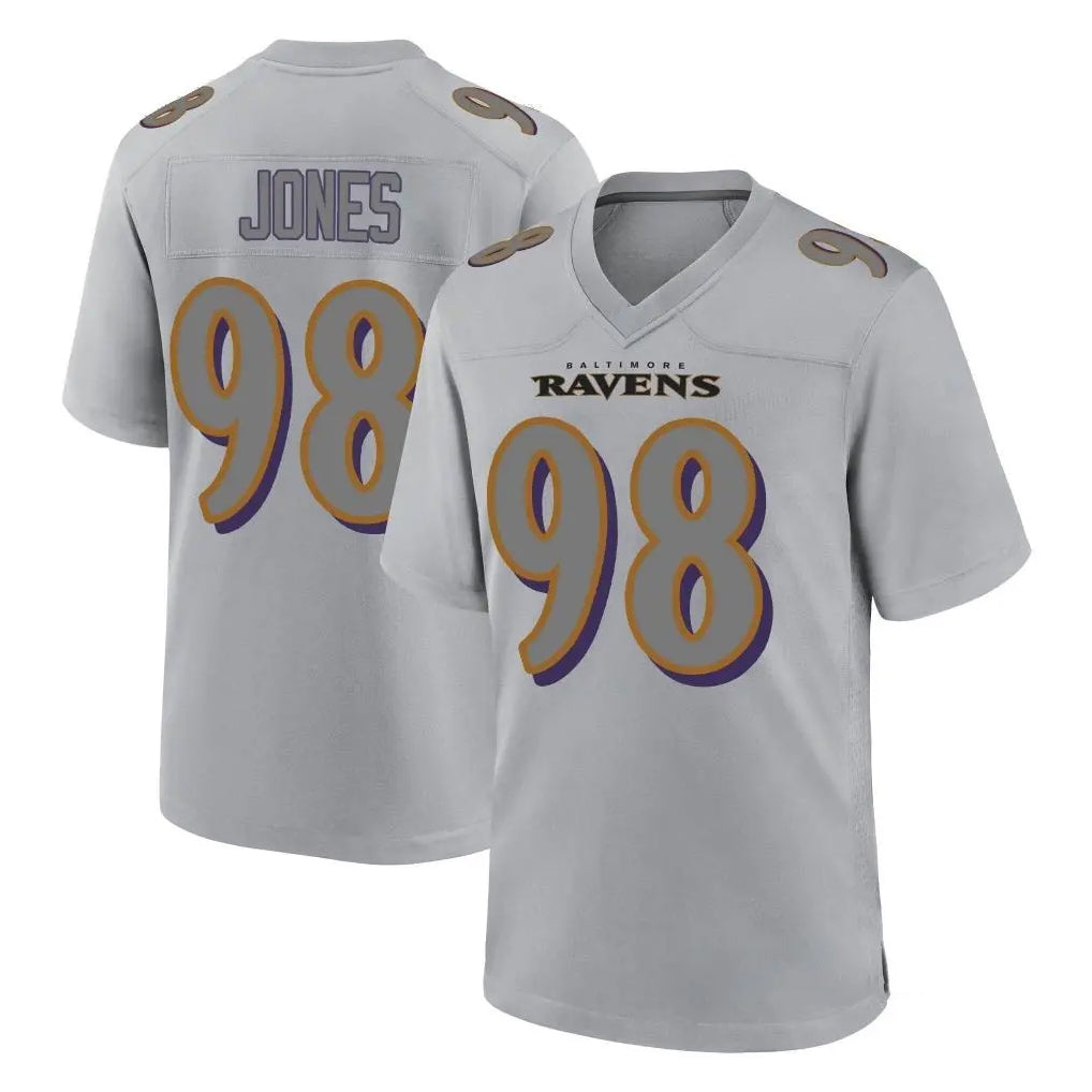 B.Ravens #98 Travis Jones Player Gray Color Rush Vapor Untouchable Game Edoa Stitched Jerseys