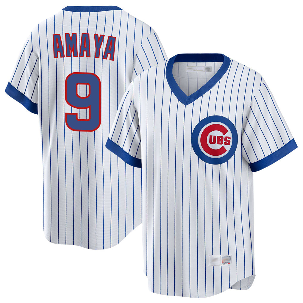 C.Cubs #9 Miguel Amaya Player White T-shirt Cooperstown Collection Limited Edoa Stitched Jerseys
