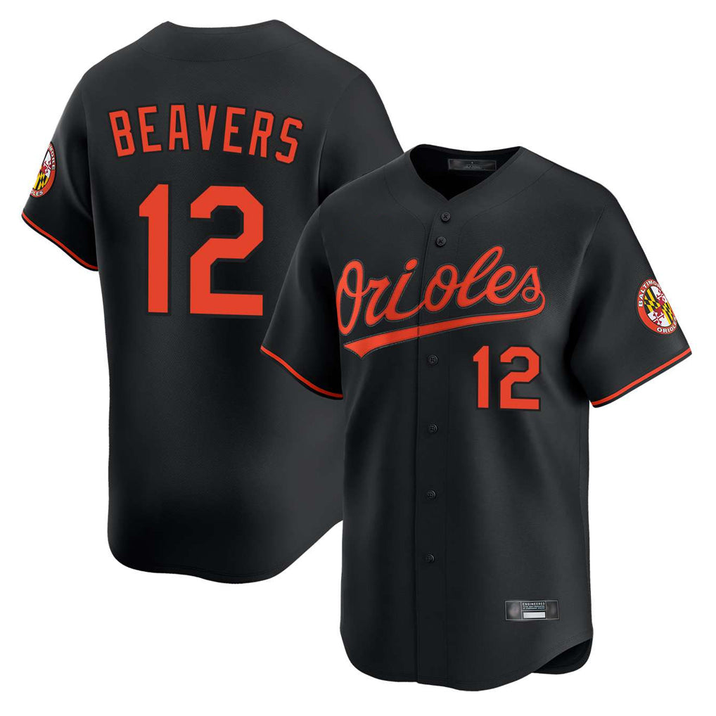 B.Orioles #12 Dylan Beavers Player Black Limited Home Game Edoa Stitched Jerseys