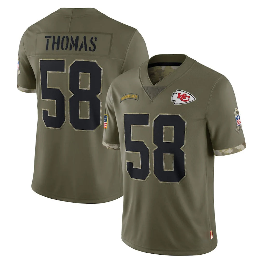 KC.Chiefs #58 Derrick Thomas Player Olive Salute To Service Limited Edoa Stitched Jerseys