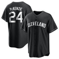C.Guardians #24 Triston McKenzie Player Black Home Game Edoa Stitched Jerseys