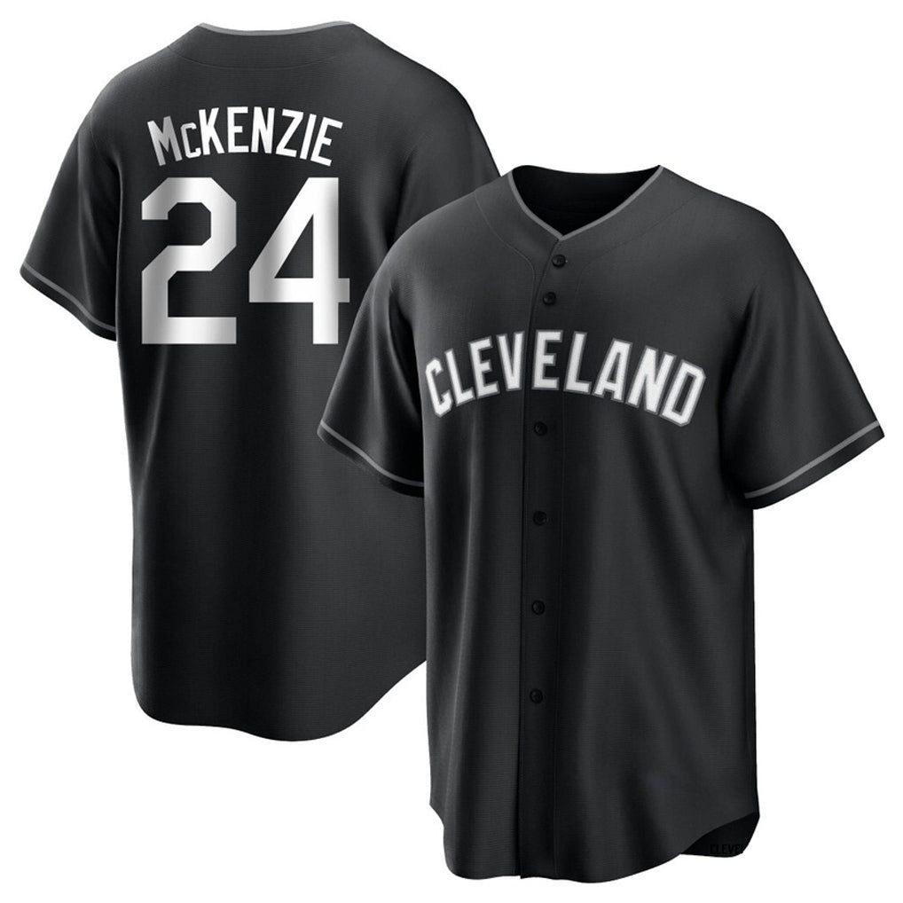 C.Guardians #24 Triston McKenzie Player Black Home Game Edoa Stitched Jerseys