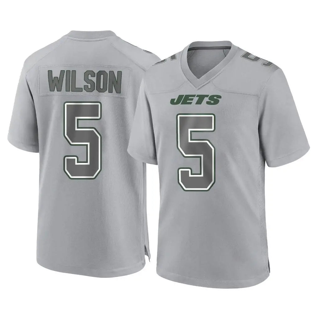 NY.Jets #5 Garrett Wilson Player Gray Limited Atmosphere Fashion Home Game Edoa Stitched Jerseys
