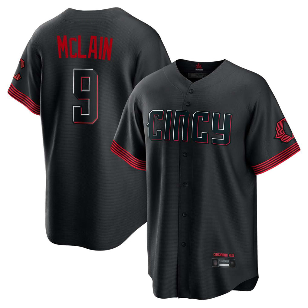 C.Reds #9 Matt McLain Player Black City Connect Home Game Edoa Stitched Jerseys