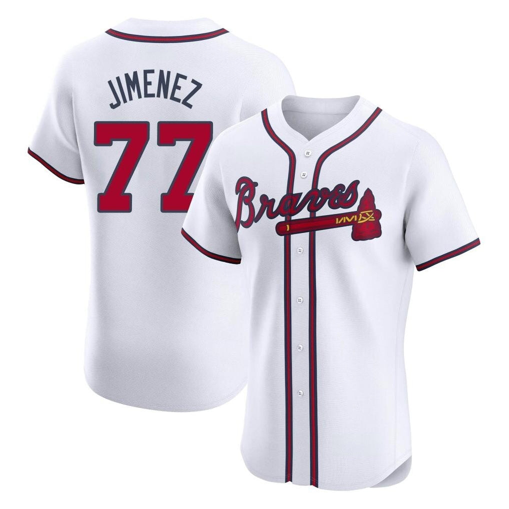 A.Braves #77 Joe Jimenez Player White Limited Elite Home Game Edoa Stitched Jerseys