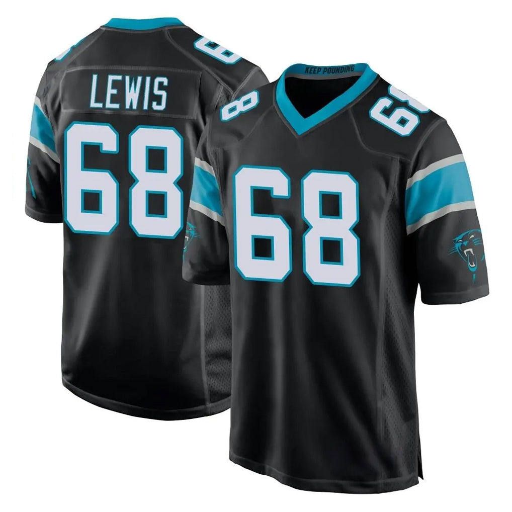 C.Panthers #68 Damien Lewis Player Black Home Game Edoa Stitched Jerseys