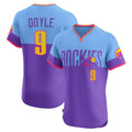 C.Rockies #9 Brenton Doyle Player Purple-Light Blue City Connect Limited Elite Home T-shirt Edoa Stitched Jerseys