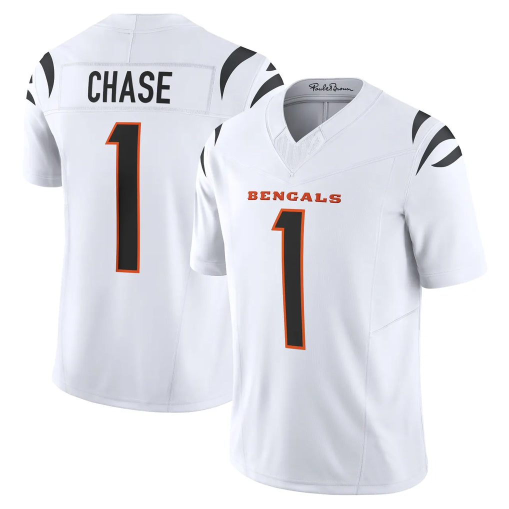 C.Bengals #1 Ja'Marr Chase Player White Vapor F.U.S.E. Limited Home Game Edoa Stitched Jerseys