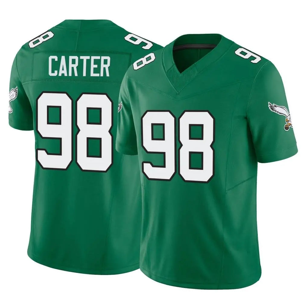 P.Eagles #98 Jalen Carter Player Green Kelly Alternate Vapor F.U.S.E. Home Game Edoa Stitched Jerseys