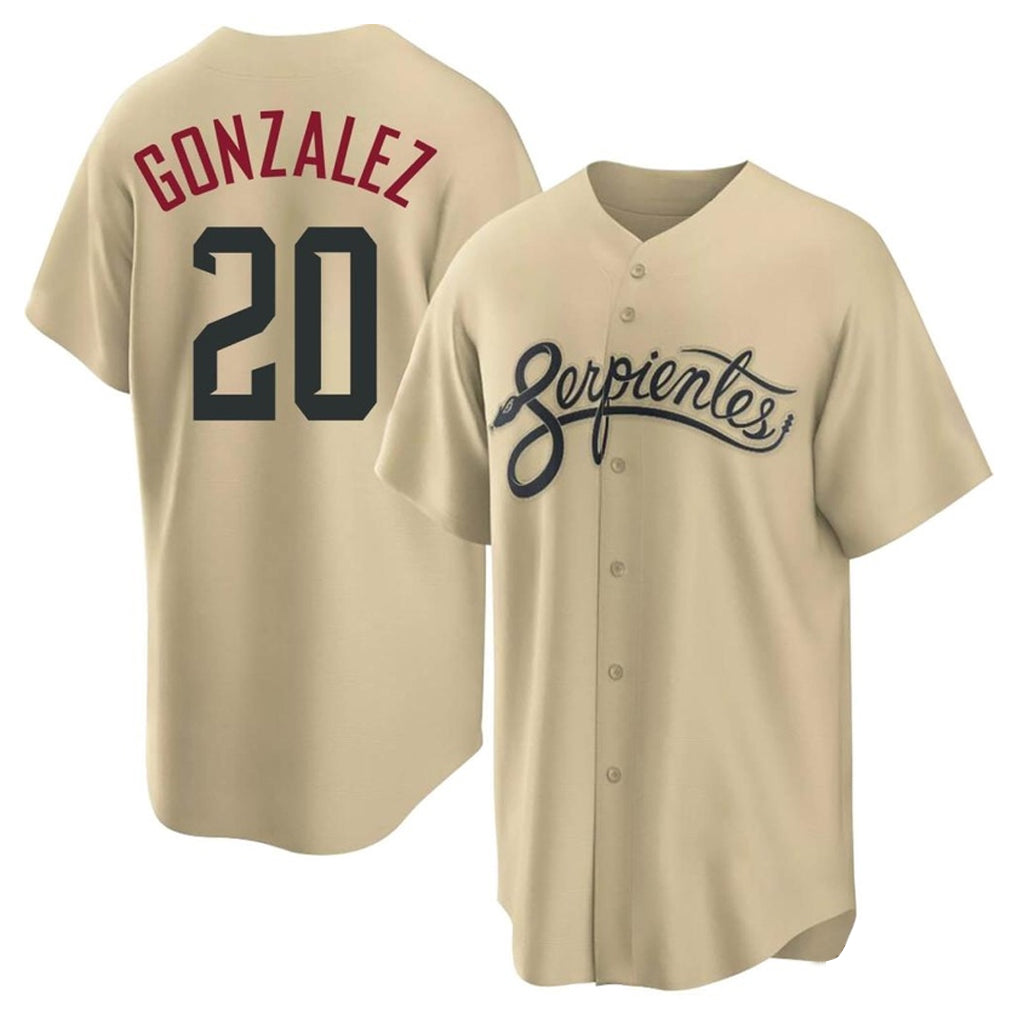 A.Diamondbacks #20 Luis Gonzalez Player Tan City Connect Home Game Edoa Stitched Jerseys