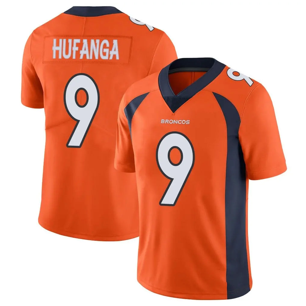 D.Broncos #9 Talanoa Hufanga Player Orange Color Vapor Untouchable Limited Game Edoa Stitched Jerseys