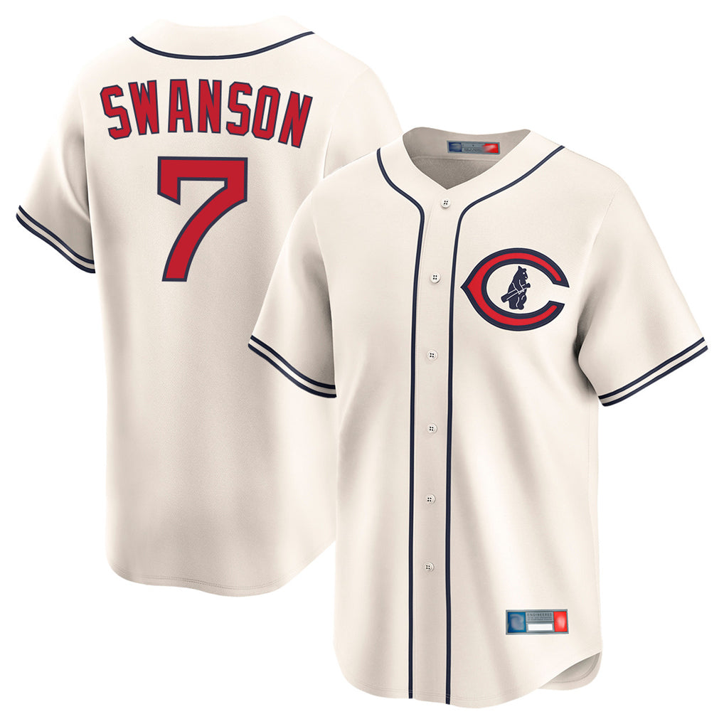C.Cubs #7 Dansby Swanson Player Cream Field of Dreams Limited Home Game Edoa Stitched Jerseys