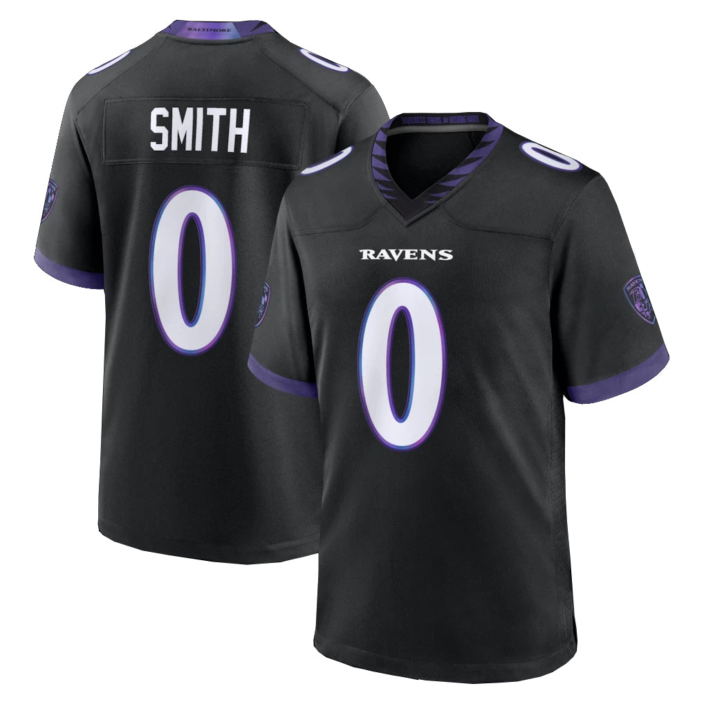 B.Ravens #0 Roquan Smith Player Black Home Game Edoa Stitched Jerseys