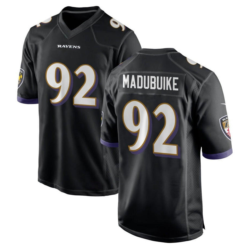 B.Ravens #92 Nnamdi Madubuike Player Black Alternate Home Game Edoa Stitched Jerseys