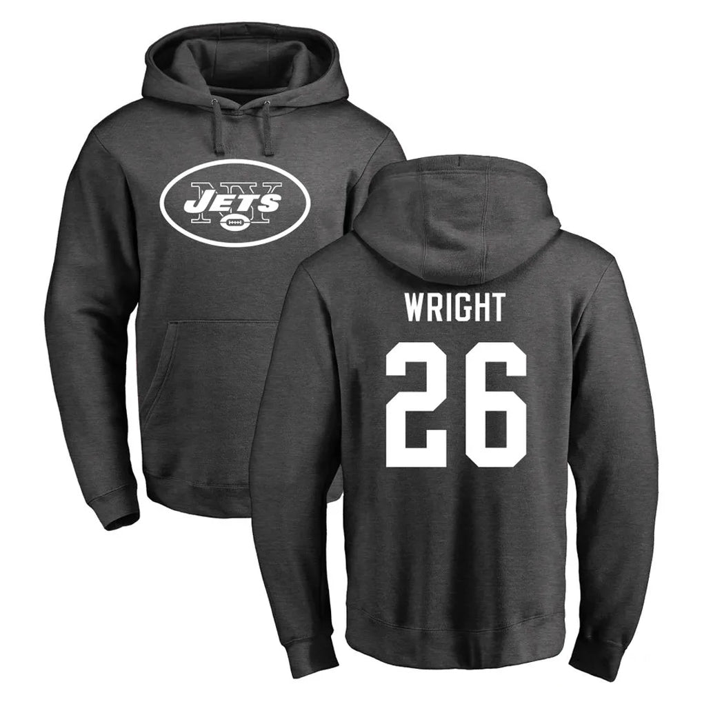 NY.Jets #26 Nahshon Wright Player Gray Pullover Hoodies Limited Game Edoa Stitched Jerseys