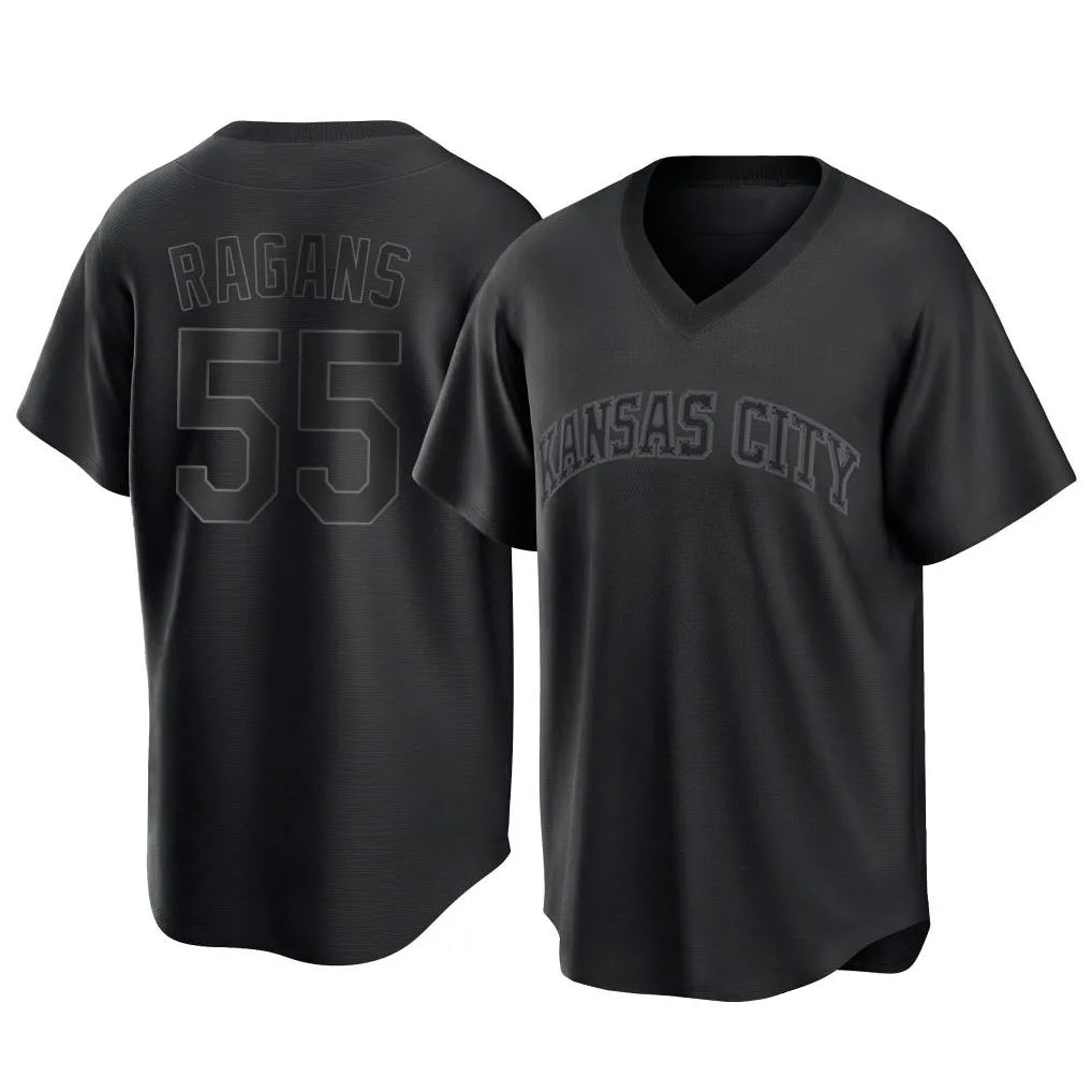 KC.Royals #55 Cole Ragans Player Black Fashion Game Edoa Stitched Jerseys