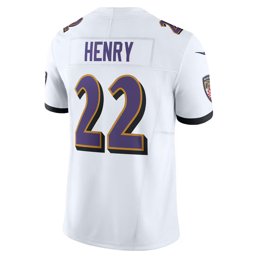 B.Ravens #22 Derrick Henry Player White Vapor F.U.S.E. Limited Game Home Edoa Stitched Jerseys