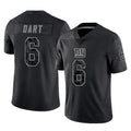 NY.Giants #6 Jaxson Dart Player Black Limited Reflective Home Game Edoa Stitched Jerseys