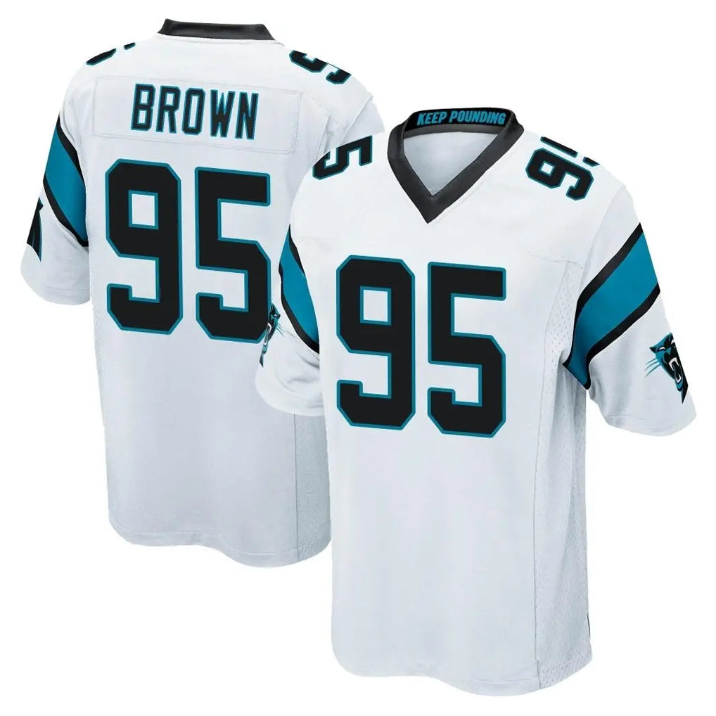 C.Panthers #95 Derrick Brown Player White Game Edoa Stitched Jerseys