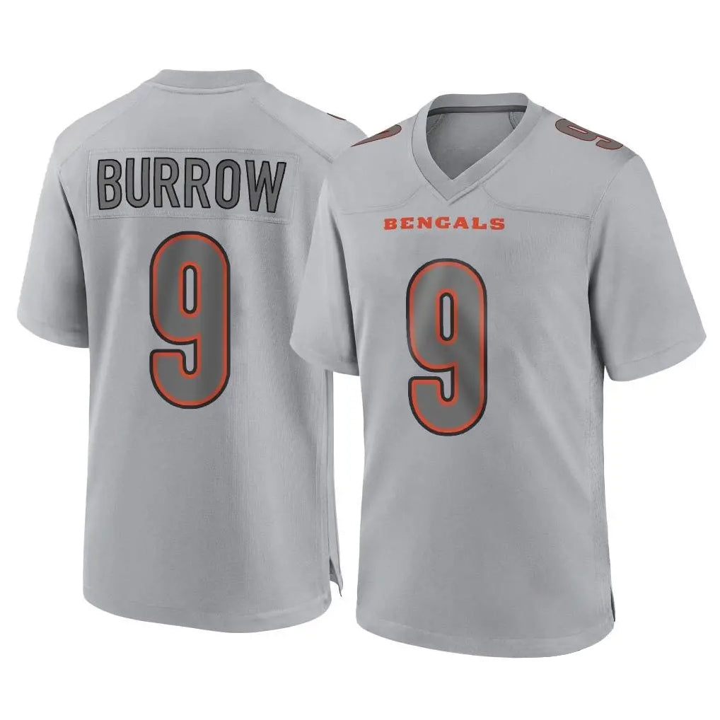 C.Bengals #9 Joe Burrow Player Gray Atmosphere Fashion Game Edoa Stitched Jerseys