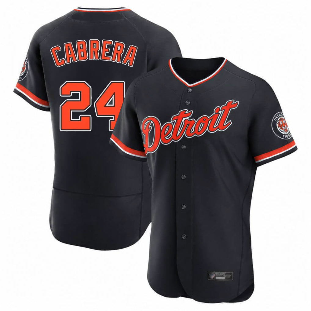 D.Tigers #24 Miguel Cabrera Player Navy Limited Elite Home Game Edoa Stitched Jerseys