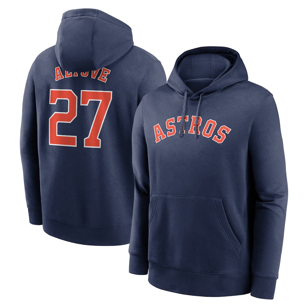 H.Astros #27 Jose Altuve Player Navy Club Fleece Pullover Hoodie Edoa Stitched Jerseys