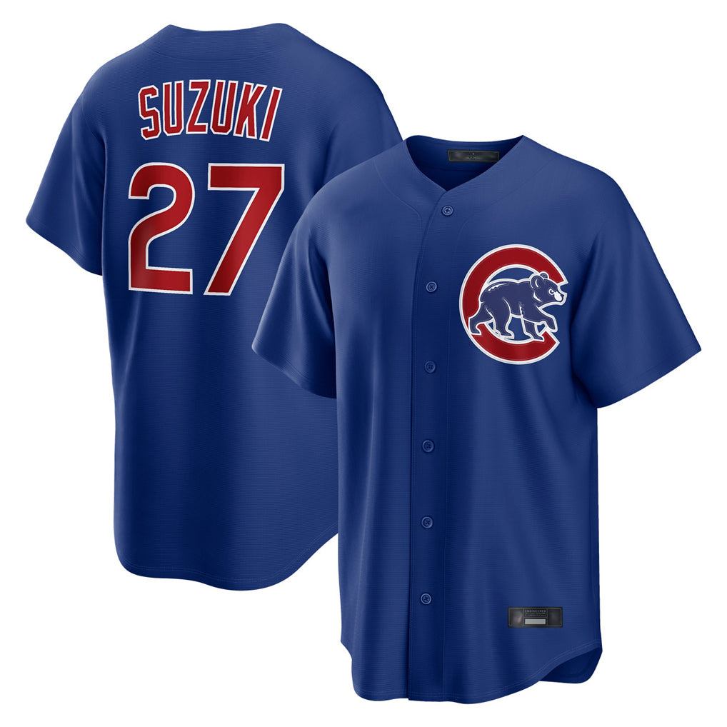 C.Cubs #27 Seiya Suzuki Player Royal Home Game Edoa Stitched Jerseys