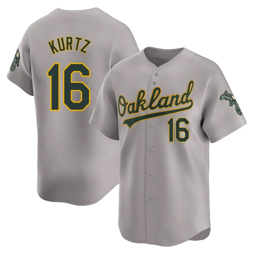 Athletics #16 Nick Kurtz Player Gray Road Limited Home Game Edoa Stitched Jerseys