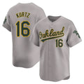 Athletics #16 Nick Kurtz Player Gray Road Limited Home Game Edoa Stitched Jerseys