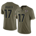 A.Falcons #17 Zachariah Branch Player Olive Salute To Service Edoa Stitched Jerseys