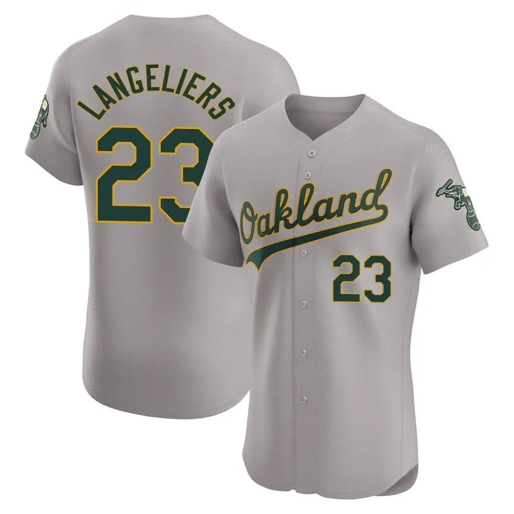 Athletics #23 Shea Langeliers Player Gray Road Limited Elite Home Game Edoa Stitched Jerseys