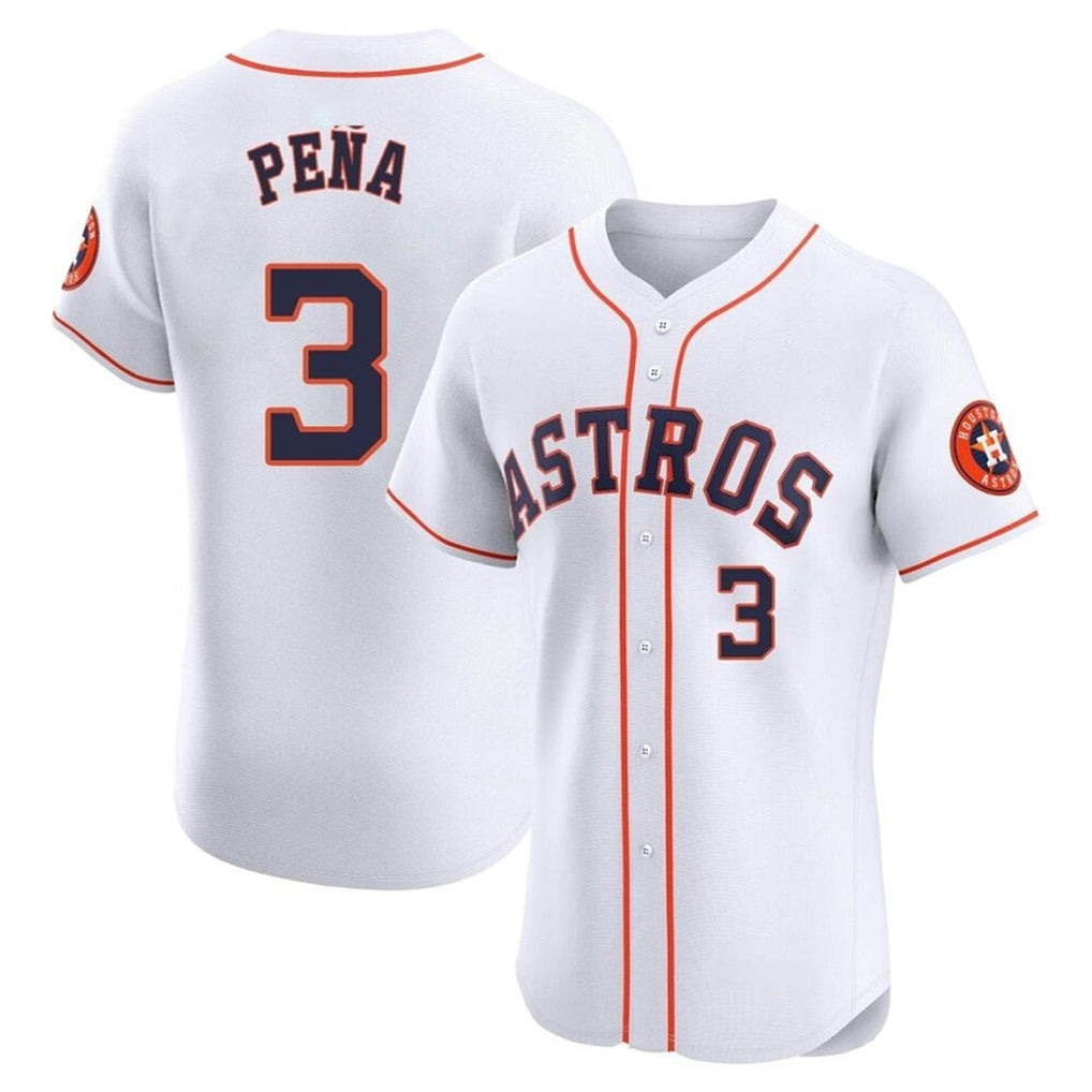 H.Astros #3 Jeremy Pe?a Player White Limited Elite Home Edoa Stitched Jerseys